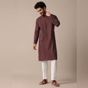 NWT Kalki Red Cotton Jaipur Print Kurta